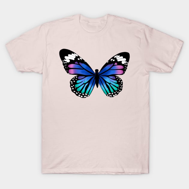 Blue and Purple Butterfly T-Shirt by Lady Lilac